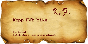Kopp Füzike névjegykártya